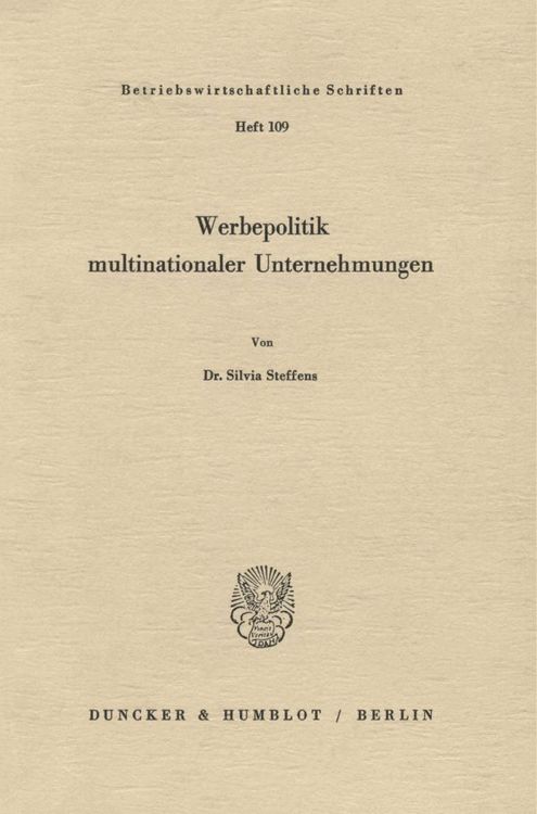 Produktbild: Werbepolitik multinationaler Unternehmungen.