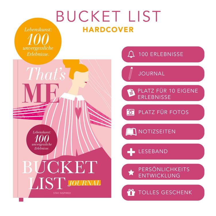 Produktbild: That&rsquo;s Me Bucket List | Das ultimative Bucket List Buch f&uuml;r ein erf&uuml;lltes Leben | Das Ausf&uuml;llbuch f&uuml;r 100 unvergessliche Erlebnisse und Momente | 100 Dinge, die man im Leben getan haben muss