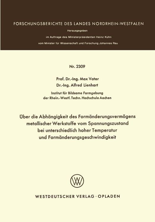 Produktbild: Vater, M: &Uuml;ber die Abh&auml;ngigkeit des Form&auml;nderungsverm&ouml;gens m
