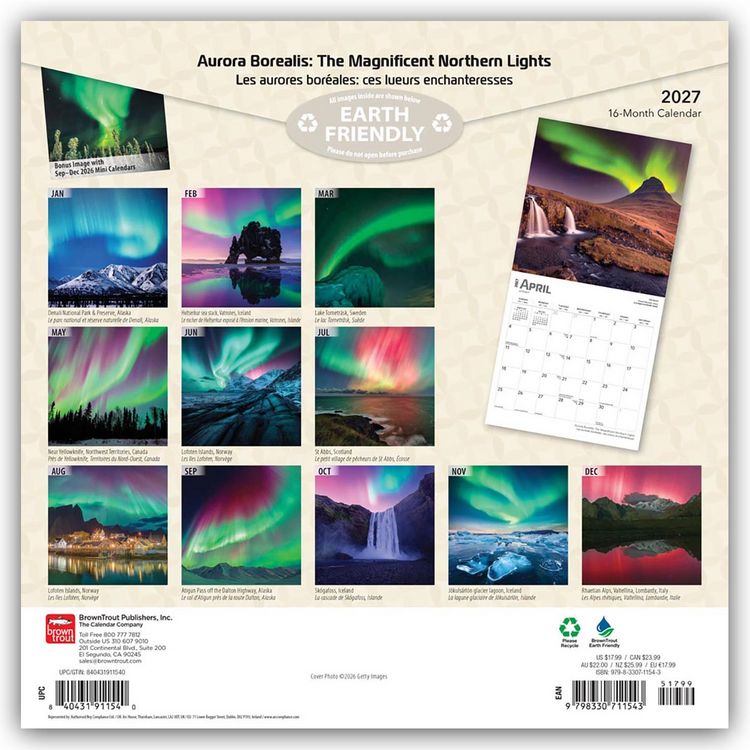 Produktbild: Aurora Borealis &ndash; Polarlicht 2027 &ndash; 16-Monatskalender