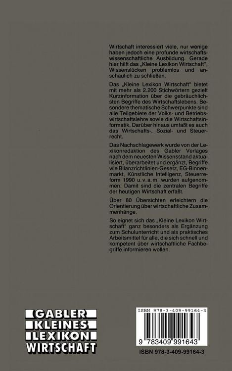 Produktbild: Gabler Kleines Lexikon Wirtschaft