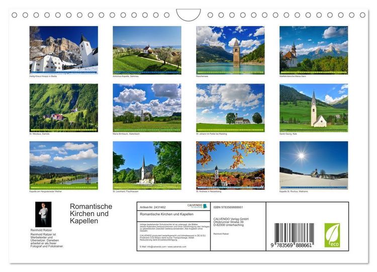 Produktbild: Romantische Kirchen und Kapellen (Wandkalender 2027 DIN A4 quer), CALVENDO Monatskalender