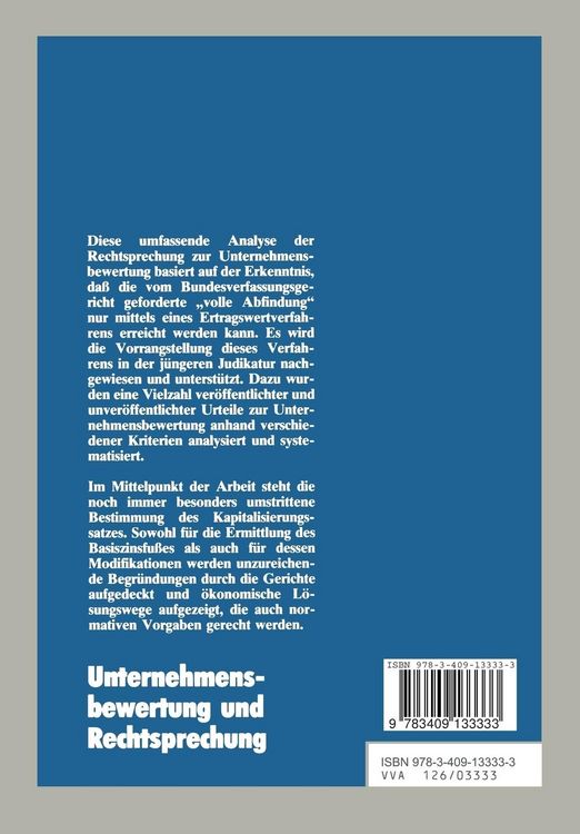 Produktbild: Unternehmensbewertung und Rechtsprechung