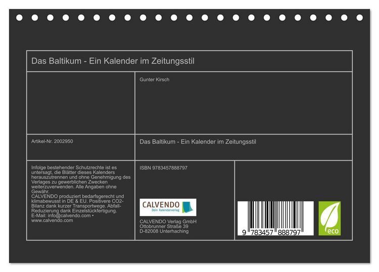 Produktbild: Das Baltikum - Ein Kalender im Zeitungsstil (Tischkalender 2026 DIN A5 quer), CALVENDO Monatskalender