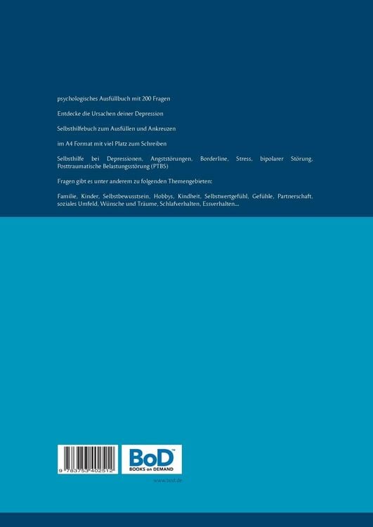 Produktbild: Entdecke die Ursachen deiner Depression. Ein psychologisches Ausf&uuml;llbuch