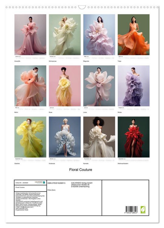 Produktbild: Floral Couture (Wandkalender 2026 DIN A2 hoch), CALVENDO Monatskalender