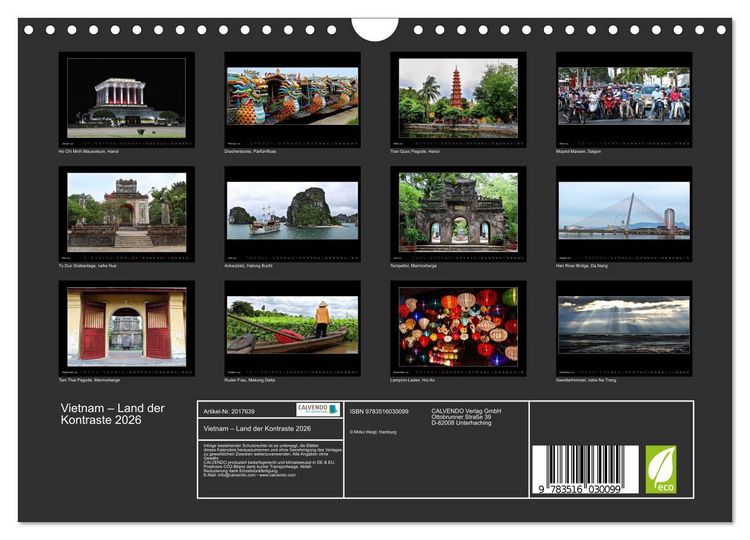 Produktbild: Vietnam &ndash; Land der Kontraste 2026 (Wandkalender 2026 DIN A4 quer), CALVENDO Monatskalender