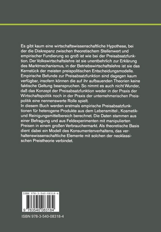 Produktbild: Empirische Preisabsatzfunktionen bei Konsumg&uuml;tern