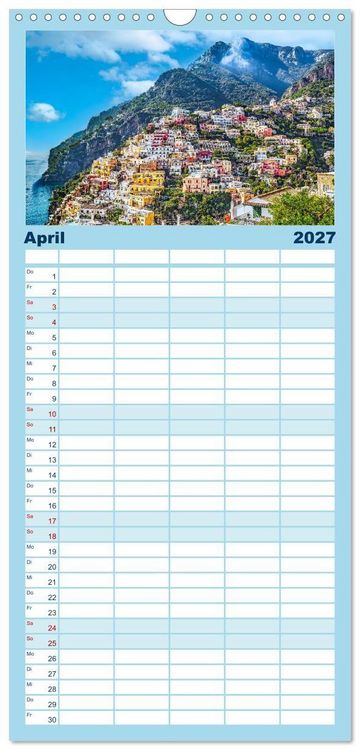 Produktbild: Familienplaner 2027 - Amalfi - Traumhafte K&uuml;ste zwischen Himmel und Meer mit 5 Spalten (Wandkalender, 21 x 45 cm) CALVENDO