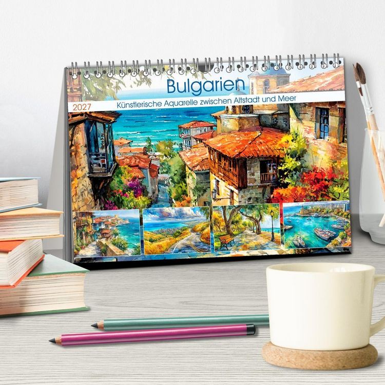 Produktbild: Bulgarien. K&uuml;nstlerische Aquarelle zwischen Altstadt und Meer (Tischkalender 2027 DIN A5 quer), CALVENDO Monatskalender