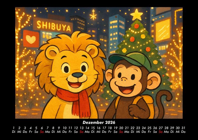 Produktbild: Buschi & Milo - Reise durch Japan 2026 Fotokalender DIN A3