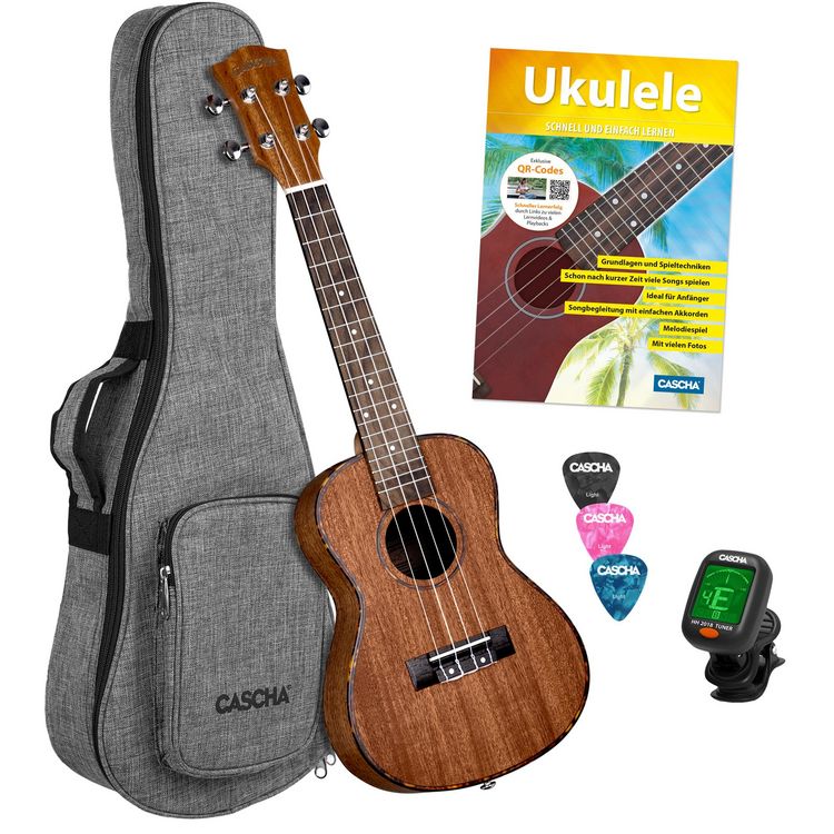 Produktbild: Concert Ukulele Mahogany Set (incl. 4 languages Method (DE/EN/FR/ES), Bag padded, 3 Picks, Tuner)**