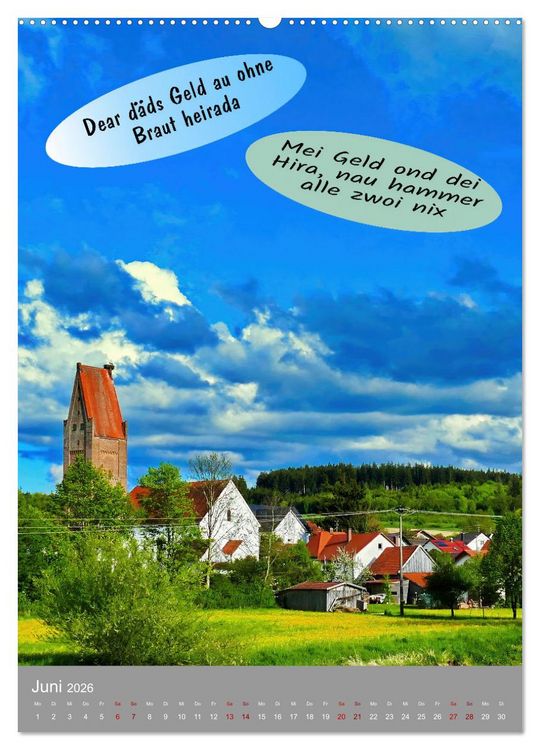 Produktbild: Schw&auml;bische Sprichw&ouml;rter Oifach g`redt (Wandkalender 2026 DIN A2 hoch), CALVENDO Monatskalender