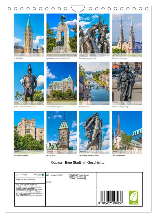 Produktbild: Ottawa - Eine Stadt mit Geschichte (Wandkalender 2026 DIN A4 hoch), CALVENDO Monatskalender