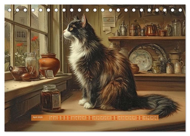 Produktbild: Nostalgische Samtpfoten (Tischkalender 2026 DIN A5 quer), CALVENDO Monatskalender