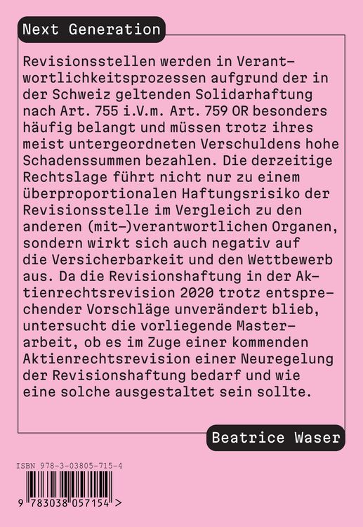 Produktbild: Unterlassene Neuregelung der Revisionshaftung &ndash; Verpasste Chance?