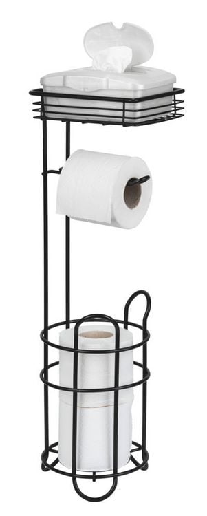 Produktbild: Toilettenpapierhalter mit Ersatzrollenhalter, Schwarz, mit Ablage
