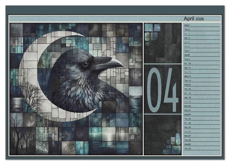 Produktbild: Crows. Shades of the Unseen. Art. (Desk Calendar 2026 DIN A5 landscape), CALVENDO 12 Month DeskCalendar