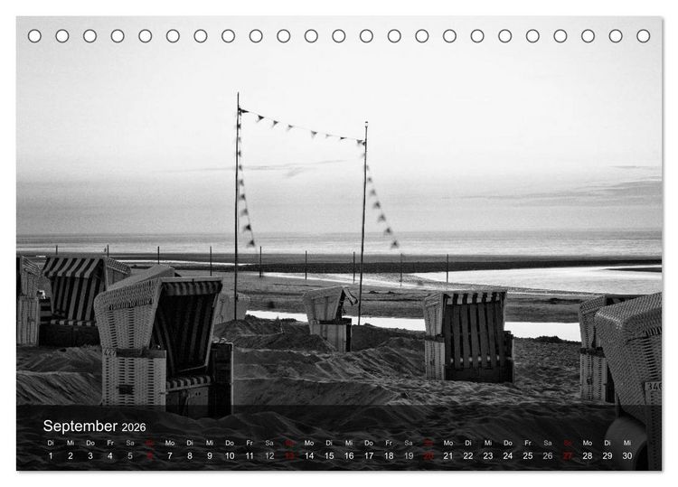 Produktbild: Wangerooge Noir (Tischkalender 2026 DIN A5 quer), CALVENDO Monatskalender