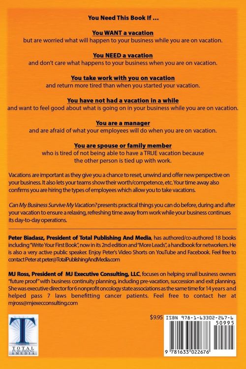 Produktbild: Can My Business Survive My Vacation? A Practical Guide For Business Owners and Managers Who Dream of Taking A Vacation