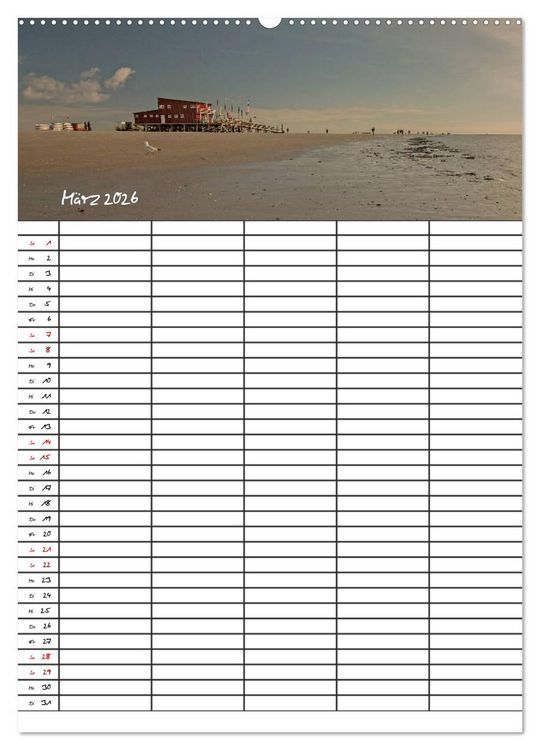 Produktbild: St. Peter Ording Familienplaner (hochwertiger Premium Wandkalender 2026 DIN A2 hoch), Kunstdruck in Hochglanz