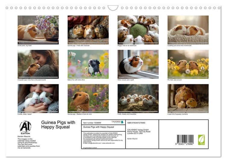 Produktbild: Guinea Pigs with Happy Squeal (Wall Calendar 2026 DIN A3 landscape), CALVENDO 12 Month Wall Calendar