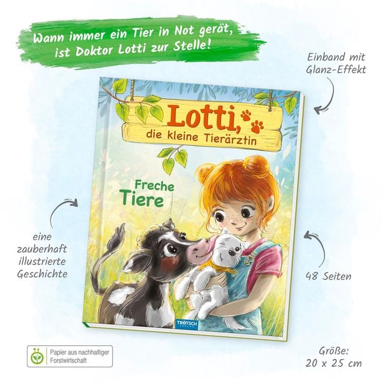 Produktbild: TR&Ouml;TSCH - Lotti, die kleine Tier&auml;rztin "Freche Tiere" | Liebevoll illustriertes Kinderbuch &uuml;ber Lotti und ihre tierischen Patienten. Kinderbuch &uuml;ber Umgang mit Tieren | Ab 6 Jahren