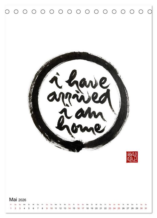 Produktbild: Zen Art Kalligraphie inspiriert von Zen-Meister Th&iacute;ch Nhất Hạnh (Tischkalender 2026 DIN A5 hoch), CALVENDO Monatskalender