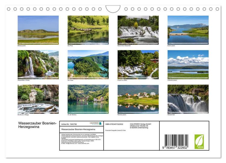 Produktbild: Wasserzauber Bosnien-Herzegowina (Wandkalender 2026 DIN A4 quer), CALVENDO Monatskalender