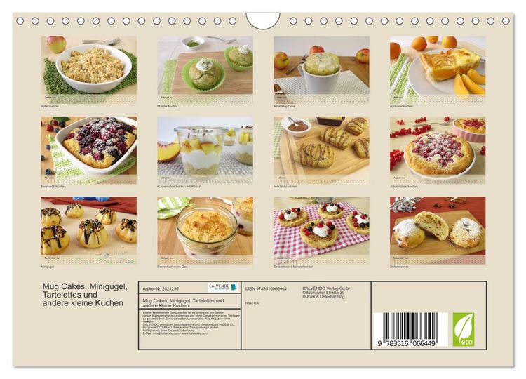 Produktbild: Mug Cakes, Minigugel, Tartelettes und andere kleine Kuchen (Wandkalender 2026 DIN A4 quer), CALVENDO Monatskalender