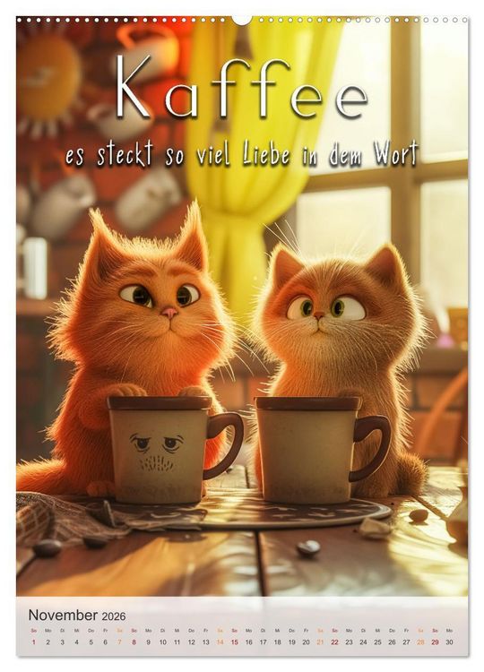 Produktbild: Kaffee-Katzen (Wandkalender 2026 DIN A2 hoch), CALVENDO Monatskalender