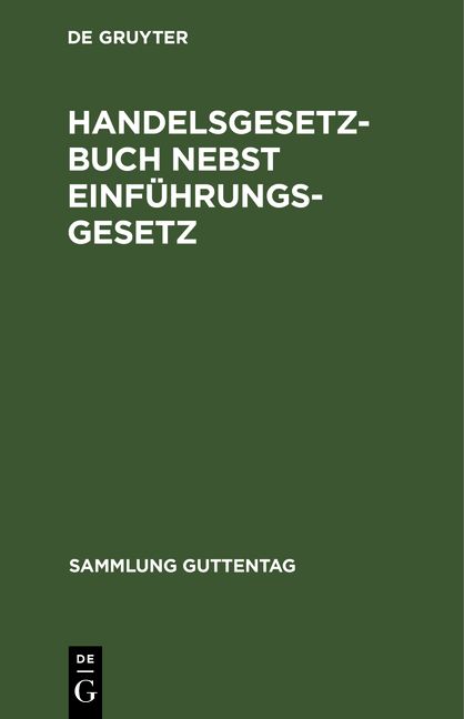 Produktbild: Handelsgesetzbuch nebst Einf&uuml;hrungsgesetz