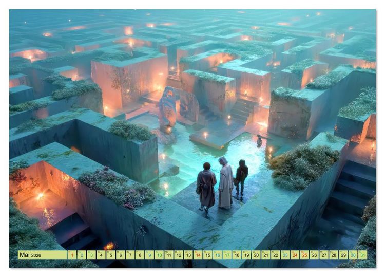 Produktbild: Labyrinthe - Der Fantasie (Tischkalender 2026 DIN A5 quer), CALVENDO Monatskalender