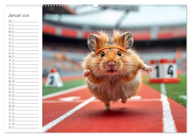 Produktbild: Hamster Olympiade - Der flauschigste Wettkampf des Jahres (hochwertiger Premium Wandkalender 2026 DIN A2 quer), Kunstdruck in Hochglanz