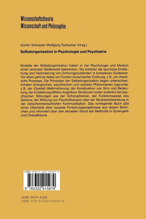 Produktbild: Selbstorganisation in Psychologie und Psychiatrie