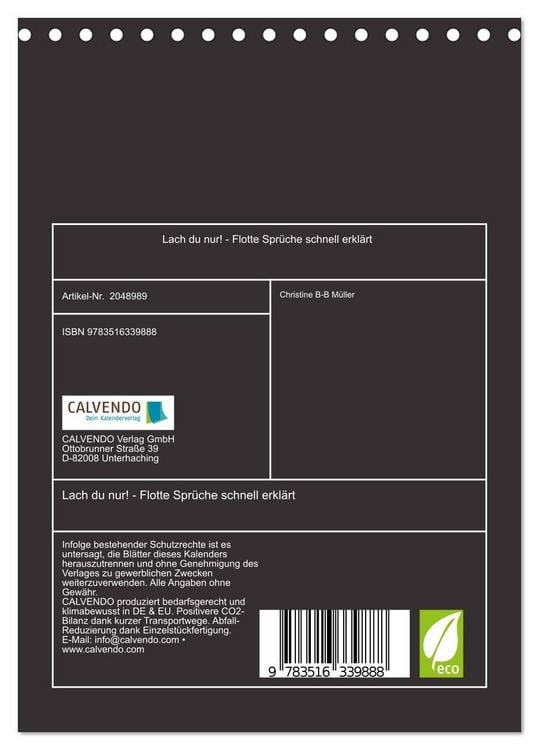 Produktbild: Lach du nur! - Flotte Spr&uuml;che schnell erkl&auml;rt (Tischkalender 2026 DIN A5 hoch), CALVENDO Monatskalender