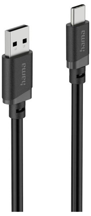 Produktbild: Hama USB-Ladekabel USB 2.0 USB-A Stecker, USB-C&reg; Stecker 0.5m Schwarz 00201818