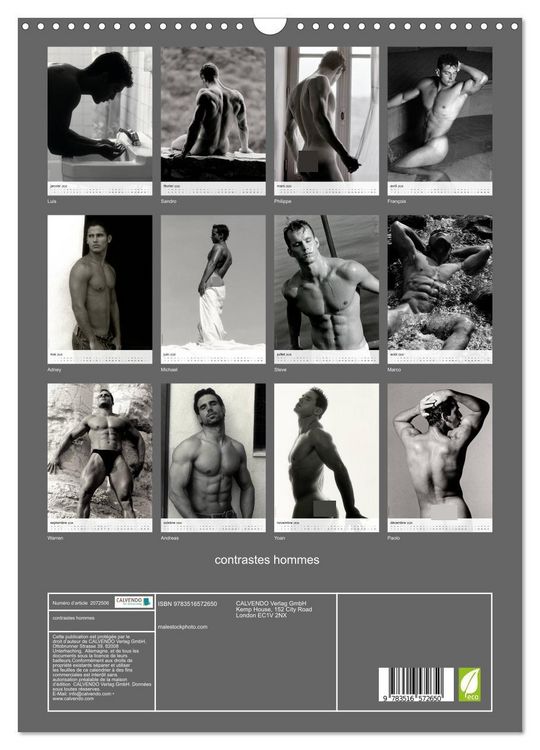 Produktbild: contrastes hommes (Calendrier mural 2026 DIN A3 horizontal), CALVENDO calendrier mensuel