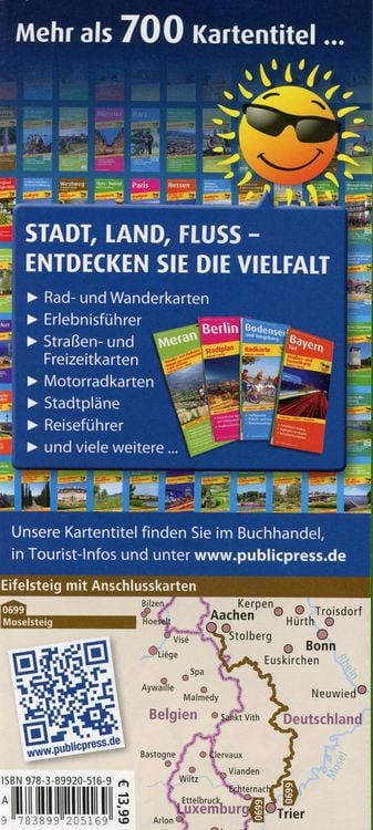 Produktbild: Wanderkarte Eifelsteig, Kornelim&uuml;nster - Trier 1 : 25 000