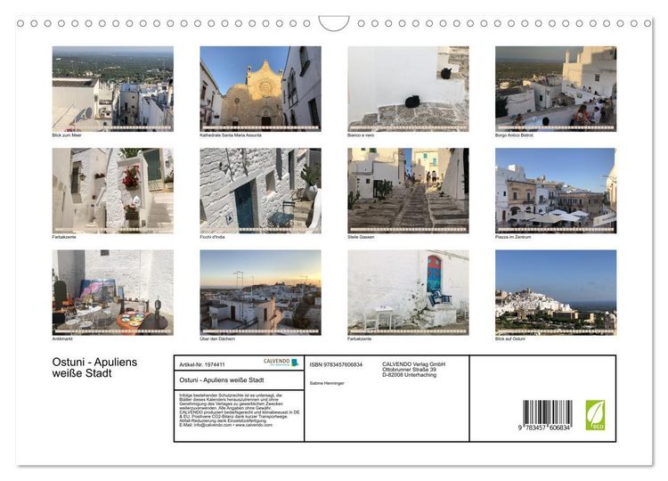 Produktbild: Ostuni - Apuliens wei&szlig;e Stadt (Wandkalender 2026 DIN A3 quer), CALVENDO Monatskalender