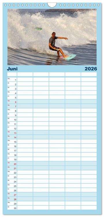 Produktbild: Familienplaner 2026 - Spektakul&auml;res Wellen- und Windsurfen mit 5 Spalten (Wandkalender, 21 x 45 cm) CALVENDO