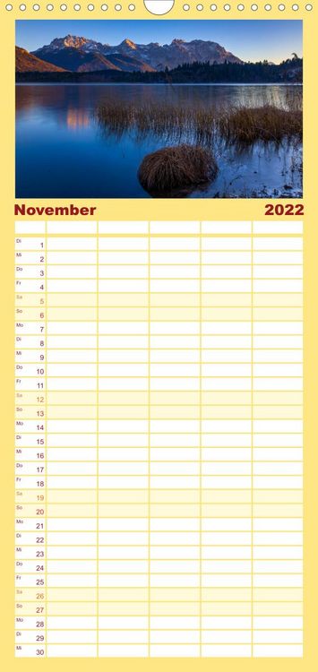 Produktbild: Familienplaner Licht &uuml;ber Alpenlandschaften (Wandkalender 2022 , 21 cm x 45 cm, hoch)