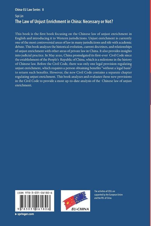Produktbild: The Law of Unjust Enrichment in China: Necessary or Not?