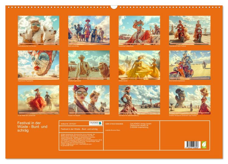 Produktbild: Festival in der W&uuml;ste - Bunt und schr&auml;g (Wandkalender 2026 DIN A2 quer), CALVENDO Monatskalender