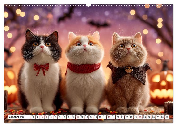 Produktbild: Katzenkalender - S&uuml;&szlig;e Katzen begleiten dich durch alle Jahreszeiten (Wandkalender 2026 DIN A2 quer), CALVENDO Monatskalender
