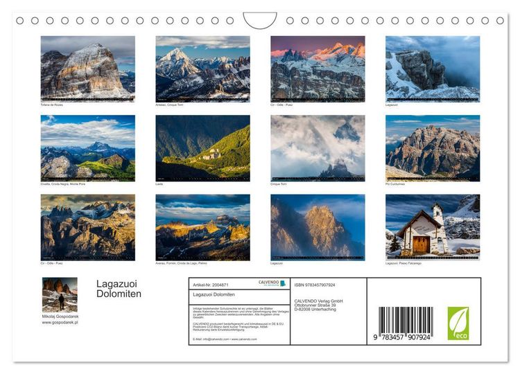 Produktbild: Lagazuoi Dolomiten (Wandkalender 2026 DIN A4 quer), CALVENDO Monatskalender