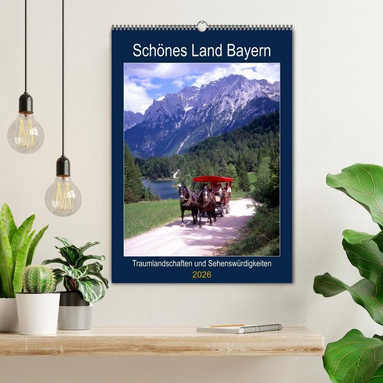 Produktbild: Sch&ouml;nes Land Bayern (Wandkalender 2026 DIN A2 hoch), CALVENDO Monatskalender