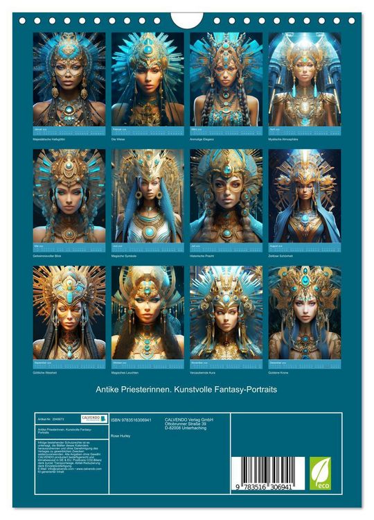 Produktbild: Antike Priesterinnen. Kunstvolle Fantasy-Portraits (Wandkalender 2026 DIN A4 hoch), CALVENDO Monatskalender