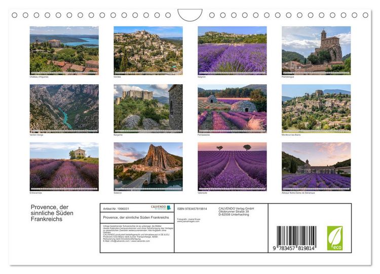 Produktbild: Provence, der sinnliche S&uuml;den Frankreichs (Wandkalender 2026 DIN A4 quer), CALVENDO Monatskalender