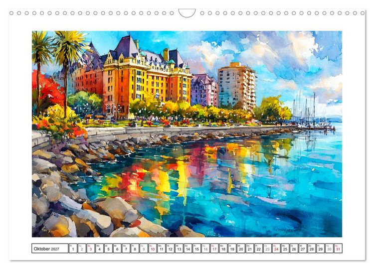 Produktbild: Kanada in Farben. Aquarelle zwischen Skyline und Wildnis (Wandkalender 2027 DIN A3 quer), CALVENDO Monatskalender